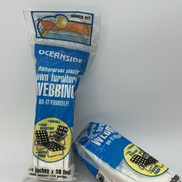 NEW Oceanside Vintage Aluminum Lawn Chair Re-Web Kit White Grey 39' One Chair - Picture 2 of 5